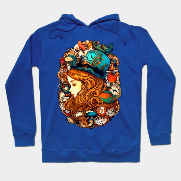 Alice in Wonderland Art Nouveau Hoodie by entwithanaxe